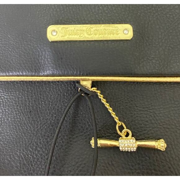 Juicy Couture Backpack Black Pink Bag Expandable Purse Handbag Gold Trim New - Picture 8 of 10